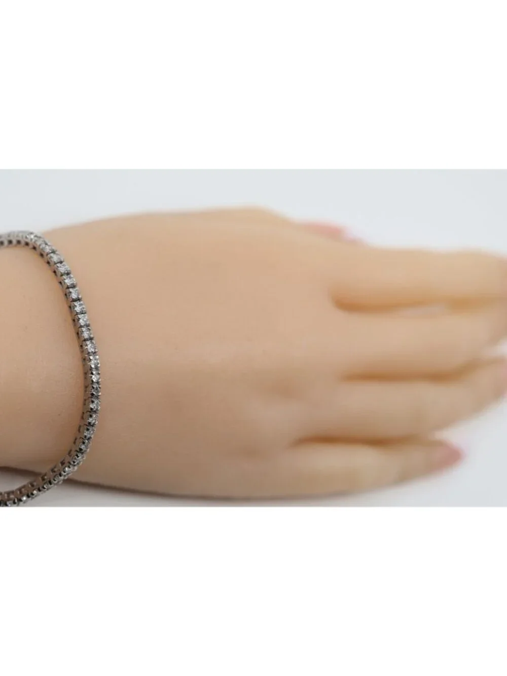 14K Solid White Gold Designer Round Cut Diamond Tennis Link Bracelet - 7